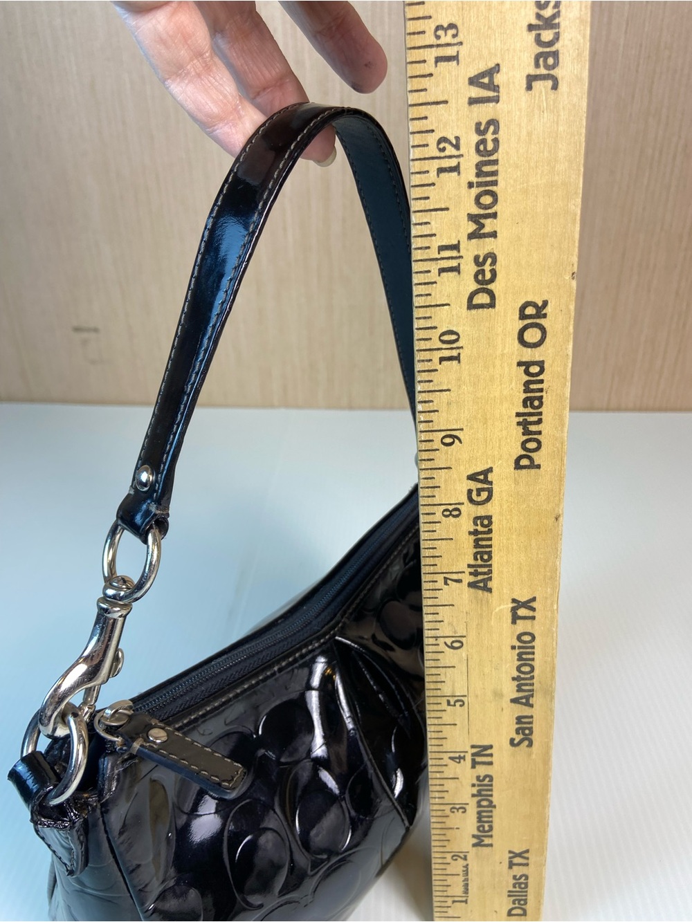 Coach Black Patent Leather Shoulder Bag - Picture 9 of 15